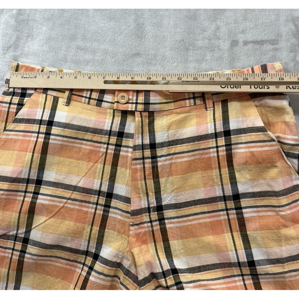 LoudMouth Golf Shorts Men 38 Orange Plaid Flat Front 10'' Inseam Breathable - Picture 5 of 16